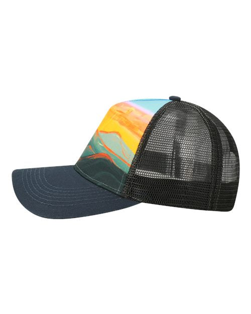 LOCALE Printed Five-Panel Trucker Cap 5PTKR