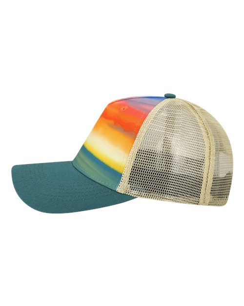 LOCALE Printed Five-Panel Trucker Cap 5PTKR