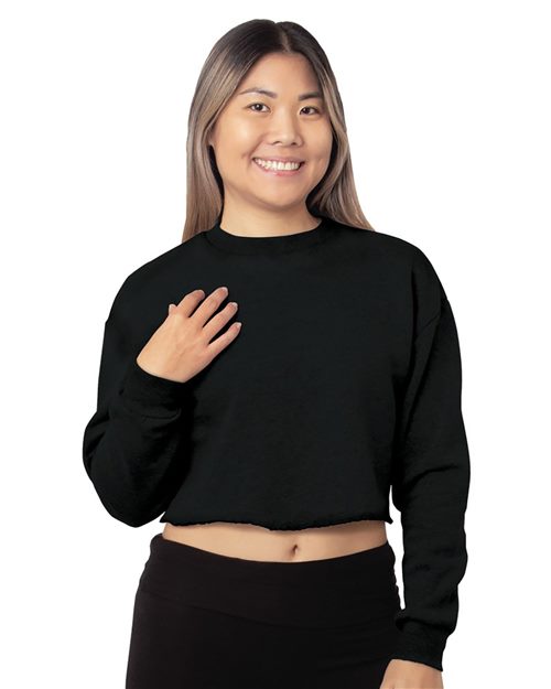 Bayside Women's USA Made Cropped Crewneck Sweatshirt 7725