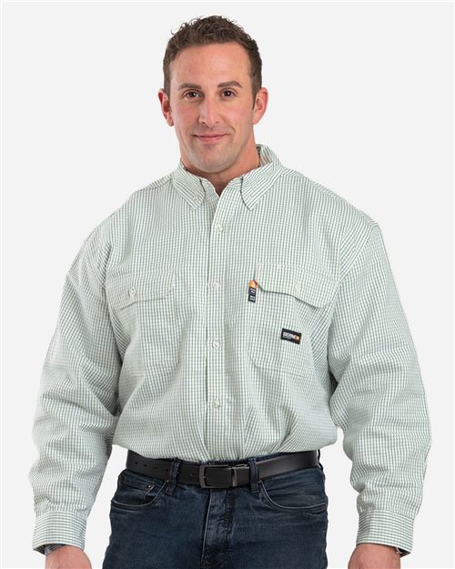 Berne Apparel Men's Flame-Resistant Down Plaid Work Shirt FRSH21