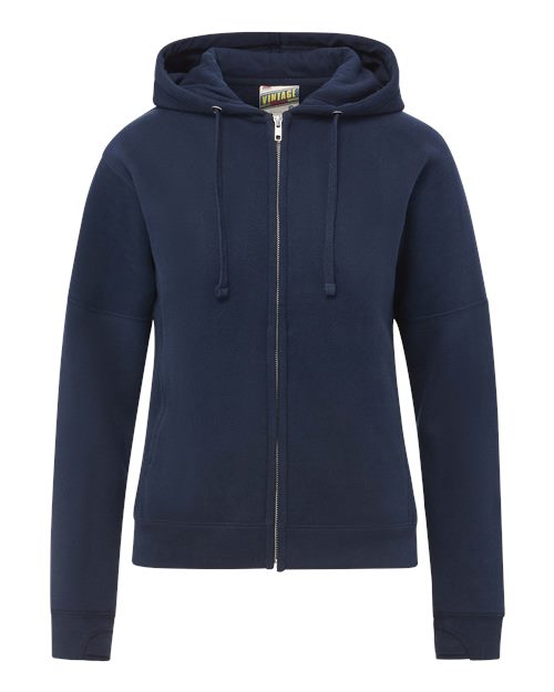 MV Sport Women's Vintage Fleece Hooded Full-Zip Sweatshirt W25165
