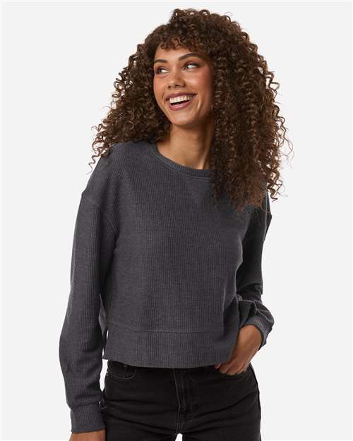 Boxercraft Women's Rib Knit Corded Boxy Crewneck Sweatshirt BW5102