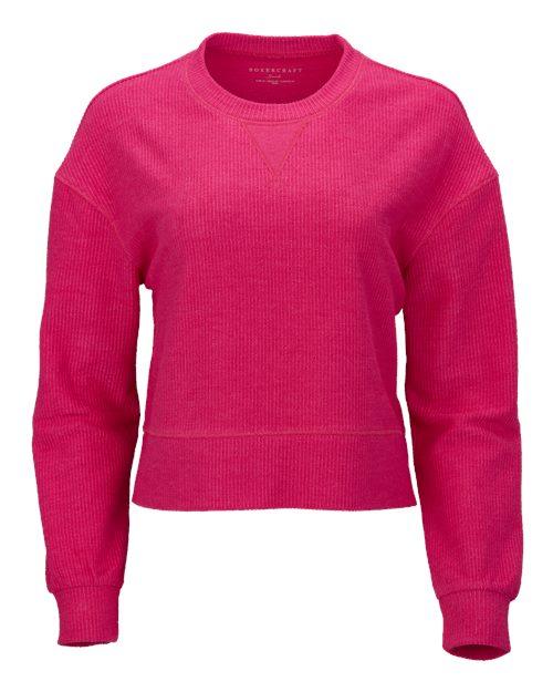 Boxercraft Women's Rib Knit Corded Boxy Crewneck Sweatshirt BW5102