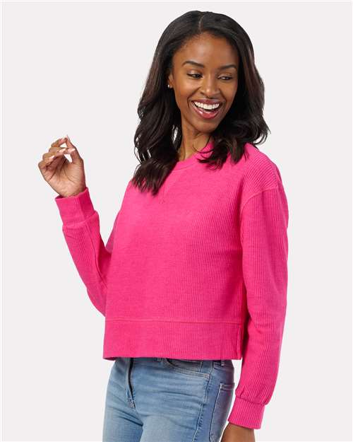 Boxercraft Women's Rib Knit Corded Boxy Crewneck Sweatshirt BW5102