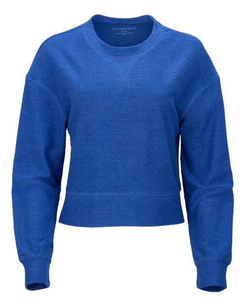 Boxercraft Women's Rib Knit Corded Boxy Crewneck Sweatshirt BW5102