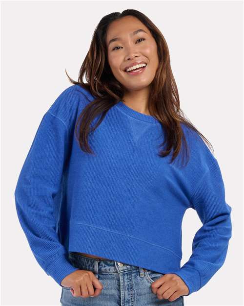 Boxercraft Women's Rib Knit Corded Boxy Crewneck Sweatshirt BW5102