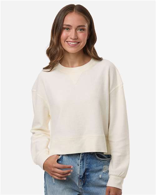 Boxercraft Women's Rib Knit Corded Boxy Crewneck Sweatshirt BW5102