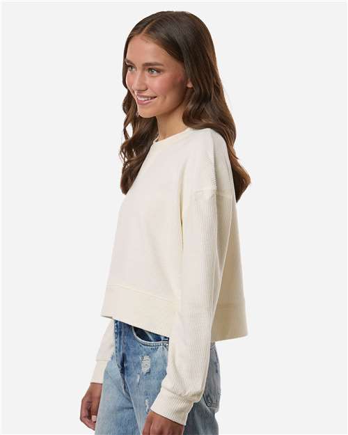 Boxercraft Women's Rib Knit Corded Boxy Crewneck Sweatshirt BW5102