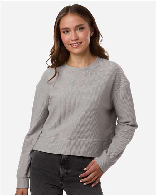 Boxercraft Women's Rib Knit Corded Boxy Crewneck Sweatshirt BW5102