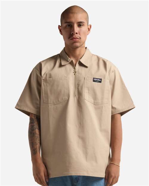 Shaka Wear Unisex Quarter-Zip Short Sleeve Work Shirt SHQZWS