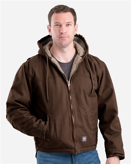 Berne Apparel Men's Heartland Washed Duck Hooded Work Coat HJ626