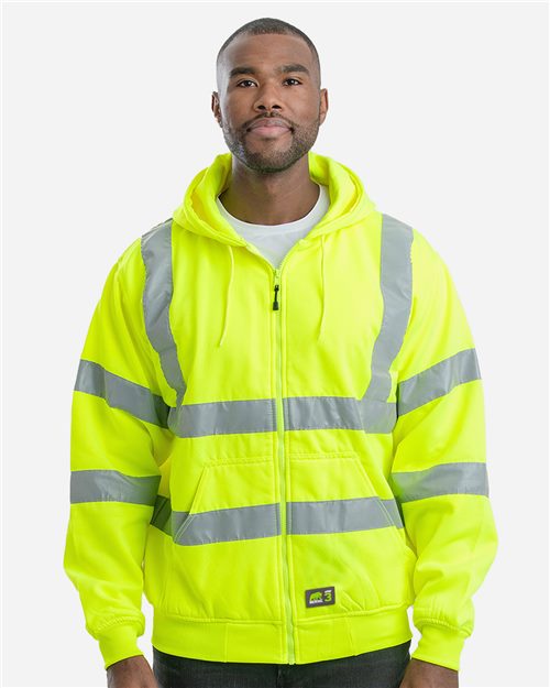 Berne Apparel Men's Berne Hi-Vis Class 3 Lined Hooded Sweatshirt HVF021