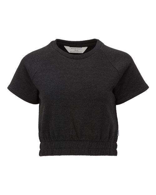 Boxercraft Women's French Terry Short Sleeve Cropped Crewneck Sweatshirt BW2103