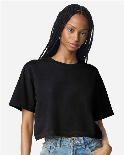 American Apparel Women's Heavyweight Cotton Garment-Dyed Boxy Cropped Tee 1302GD