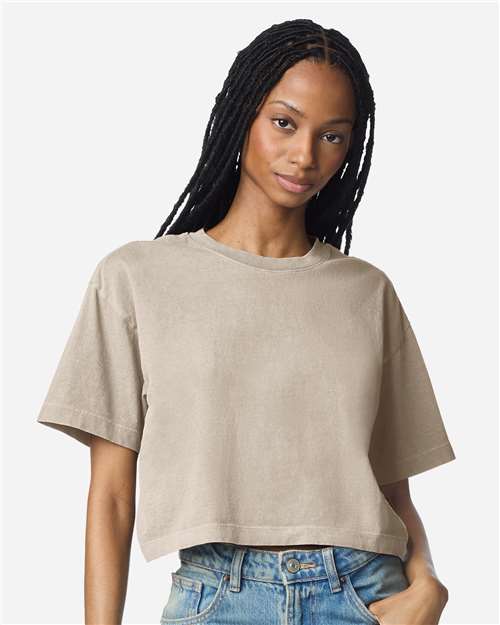 American Apparel Women's Heavyweight Cotton Garment-Dyed Boxy Cropped Tee 1302GD