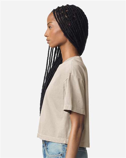 American Apparel Women's Heavyweight Cotton Garment-Dyed Boxy Cropped Tee 1302GD
