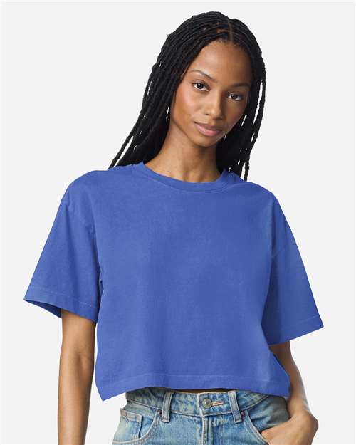 American Apparel Women's Heavyweight Cotton Garment-Dyed Boxy Cropped Tee 1302GD
