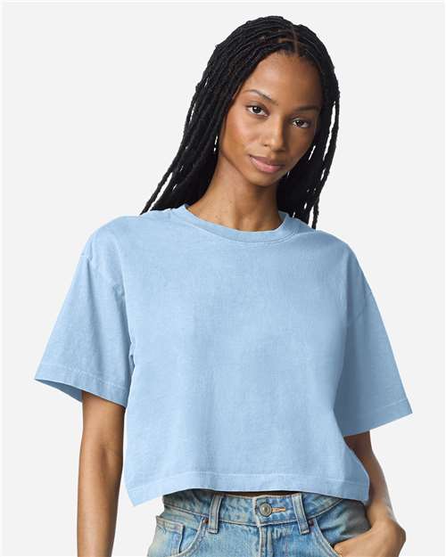American Apparel Women's Heavyweight Cotton Garment-Dyed Boxy Cropped Tee 1302GD