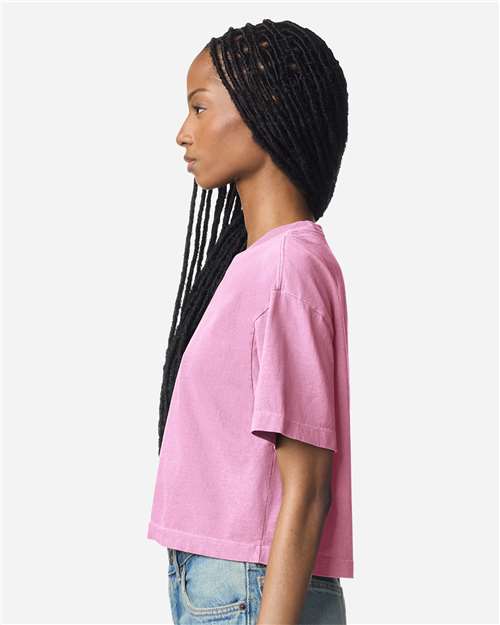 American Apparel Women's Heavyweight Cotton Garment-Dyed Boxy Cropped Tee 1302GD