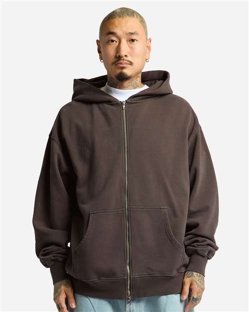 Shaka Wear Unisex Max Heavy Garment-Dyed Full-Zip Hoodie Sweatshirt SHGMZ
