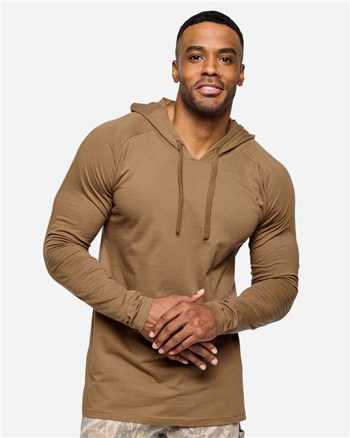 LAT Unisex Fine Jersey Hooded Long Sleeve Raglan Tee 6917