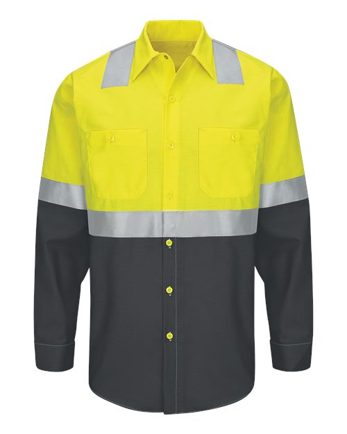 Red Kap Men's Enhanced & Hi-Visibility Long Sleeve Work Shirt SY14