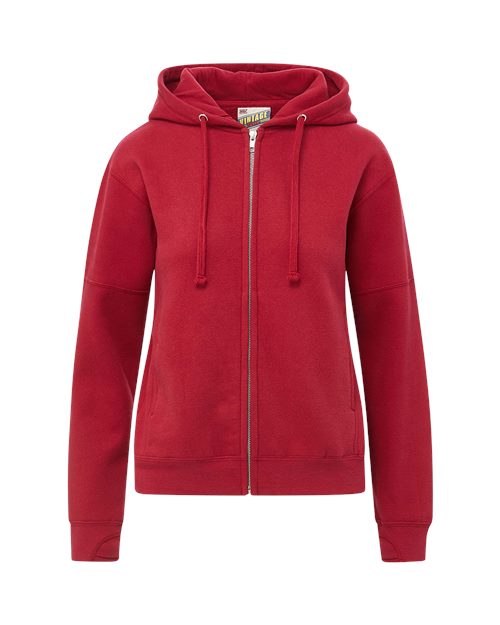MV Sport Women's Vintage Fleece Hooded Full-Zip Sweatshirt W25165