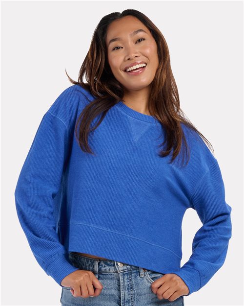 Boxercraft Women's Rib Knit Corded Boxy Crewneck Sweatshirt BW5102