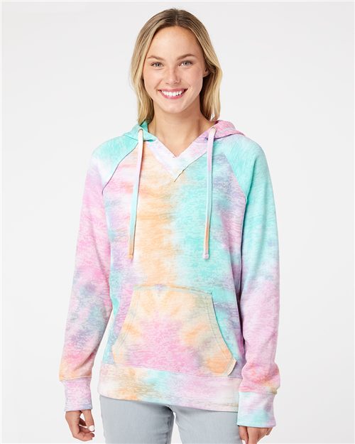 MV Sport Women’s Courtney Burnout V-Notch Hooded Sweatshirt W1162