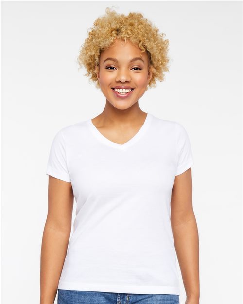 LAT Women's Fine Jersey V-Neck Tee 3507