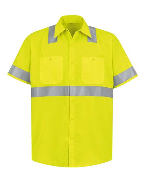 Red Kap Men's High Visibility Safety Short Sleeve Work Shirt SS24HV