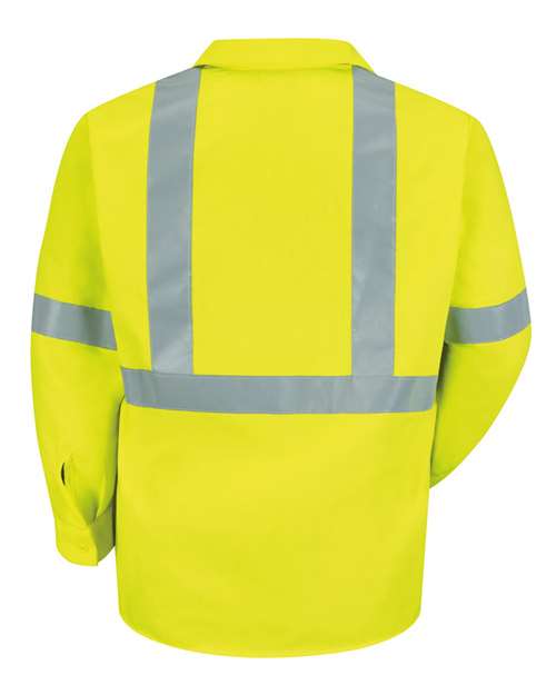 Red Kap Men's High Visibility Safety Long Sleeve Work Shirt SS14HV