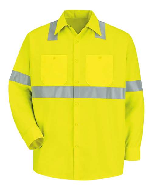 Red Kap Men's High Visibility Safety Long Sleeve Work Shirt SS14HV