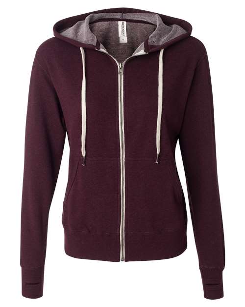 Independent Trading Co. Unisex Heathered French Terry Full-Zip Hooded Sweatshirt PRM90HTZ