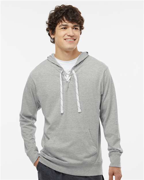 J. America Unisex Jersey Sport Lace Hooded Pullover 8231