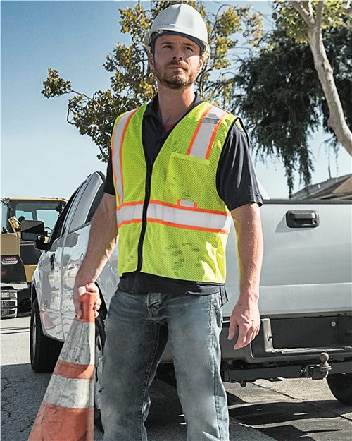 Kishigo Unisex Economy Contrasting Vest with Zippered Front 1527-1528