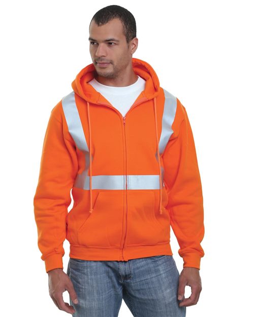 Bayside Men's USA-Made Hi-Visibility Full-Zip Hooded Sweatshirt 3790
