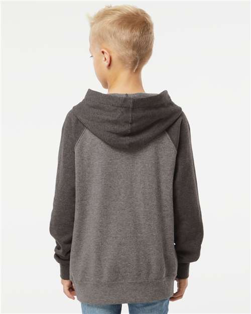 Independent Trading Co. Youth Lightweight Special Blend Raglan Hooded Sweatshirt PRM15YSB