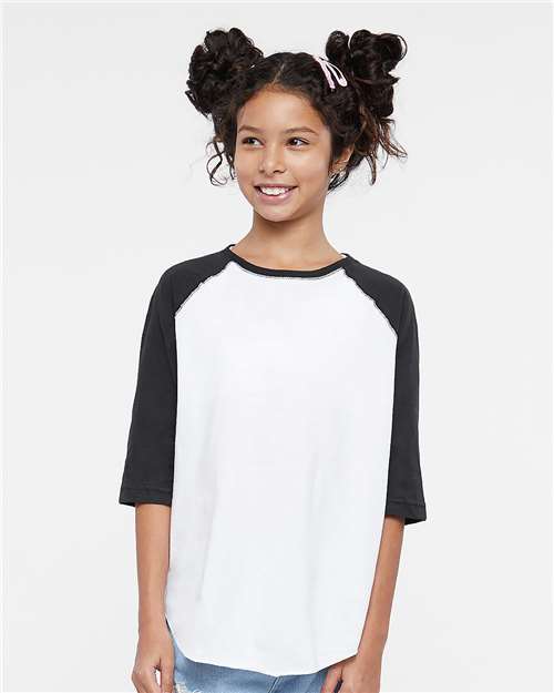LAT Youth Baseball Fine Jersey Three-Quarter Sleeve Tee 6130