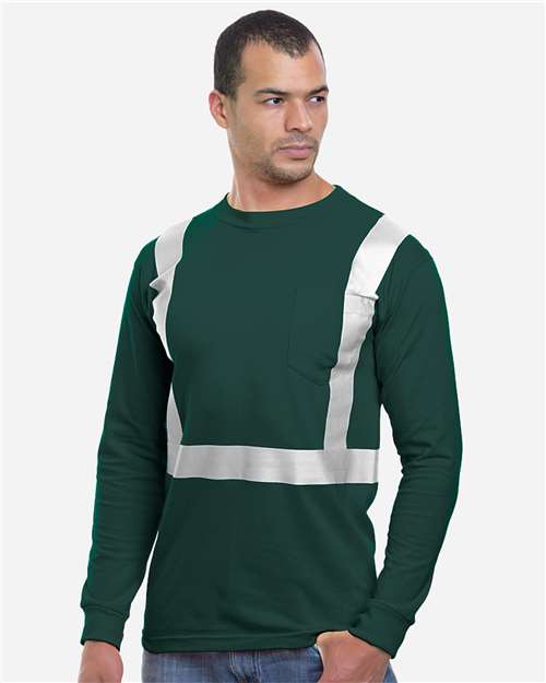 Bayside Unisex USA-Made High Visibility Long Sleeve Pocket T-Shirt 3781