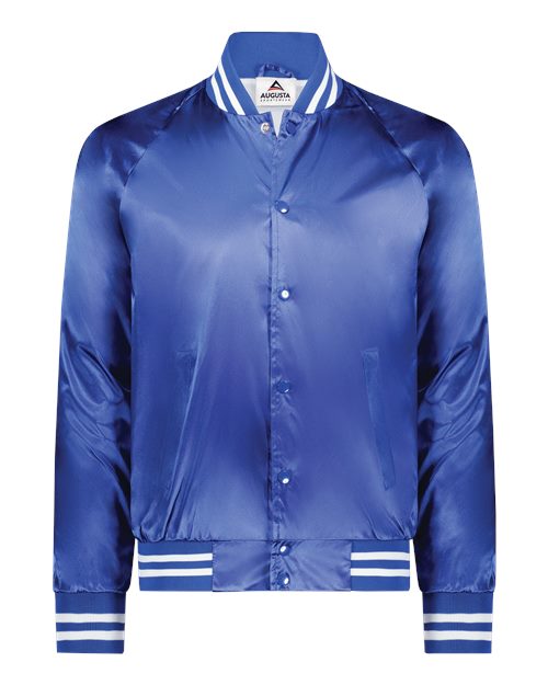 Augusta Sportswear Unisex Satin Baseball Jacket Striped Trim 3610