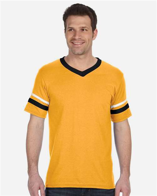 Augusta Sportswear V-Neck Jersey with Striped Sleeves 360