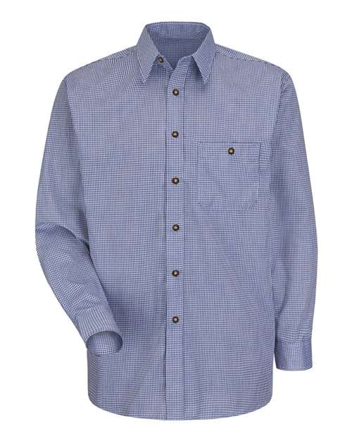Red Kap Men's Mini-Plaid Uniform Long Sleeve Shirt SP74