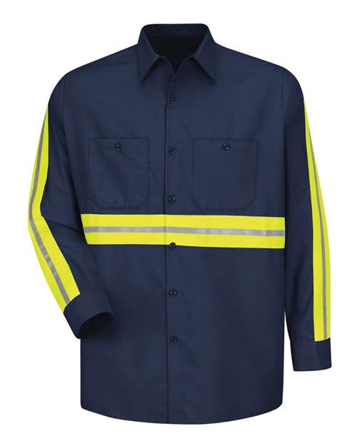 Red Kap Men's Industrial Enhanced-Visibility Long Sleeve Work Shirt SP14E