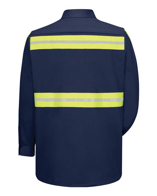 Red Kap Men's Tall Enhanced Visibility Long Sleeve Cotton Work Shirt SC30ET