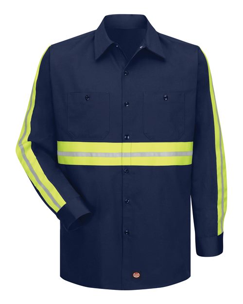 Red Kap Men's Tall Enhanced Visibility Long Sleeve Cotton Work Shirt SC30ET