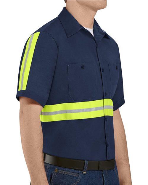 Red Kap Men's Enhanced Visibility Short Sleeve Cotton Work Shirt SC40E