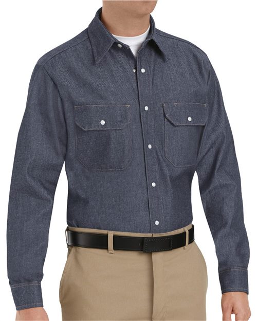 Red Kap Men's Tall Deluxe Denim Long Sleeve Shirt SD78T