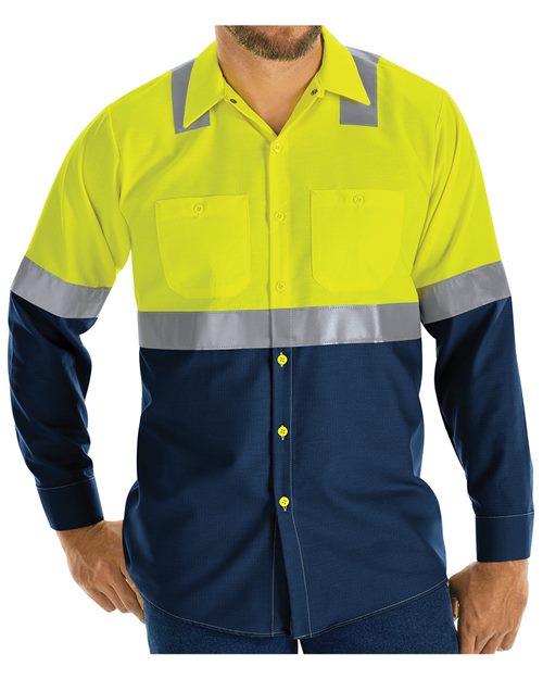 Red Kap Men's Enhanced & Hi-Visibility Long Sleeve Work Shirt SY14