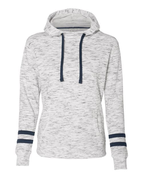 J. America Women’s Mélange Fleece Striped-Sleeve Hooded Sweatshirt 8674